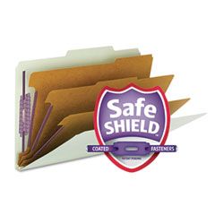 Smead 3" Expansion Classification Folders, Legal, Eight-Section, Gray-Green, 10/Box SMD19091