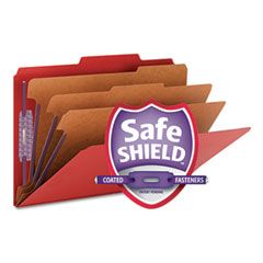 Smead 3" Expansion Folders with 2/5 Cut Tab, Legal, Eight-Section, Bright Red, 10/Box SMD19095