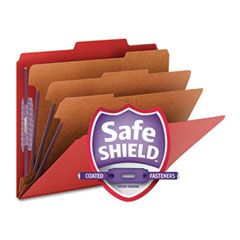 Smead 3" Expansion Folders with 2/5 Cut Tab, Letter, Eight-Section, Bright Red, 10/Box SMD14095