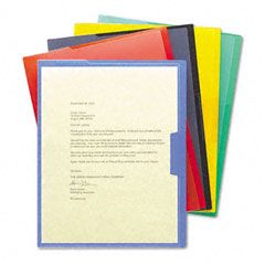 Smead Clear-Front Project Jackets, Letter, Poly, Black/Blue/Green/Red/Yellow, 5/Pack SMD85740