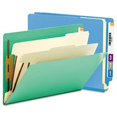 Smead Colored End Tab Classification Folders, Letter, Six-Section, Blue, 10/Box SMD26836