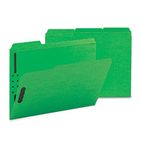 Smead Folders, Two Fasteners, 1/3 Cut Assorted Top Tab, Letter, Green, 50/Box SMD12140
