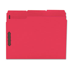 Smead Folders, Two Fasteners, 1/3 Cut Assorted, Top Tab, Letter, Red, 50/Box SMD12740