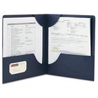 Smead Lockit Two-Pocket Folder, Leatherette Stock, 11 x 8-1/2, Dark Blue, 25/Box SMD87982
