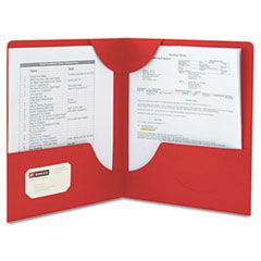 Smead Lockit Two-Pocket Folder, Leatherette Stock, 11 x 8-1/2, Red, 25/Box SMD87980
