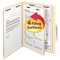 Smead Manila Classification Folders with 2/5 Right Tab, Letter, Four-Section, 10/Box SMD13700