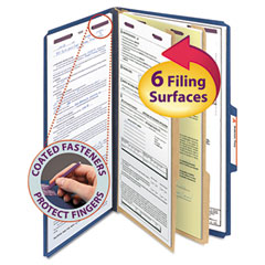 Smead Pressboard Classification Folders, Legal, Six-Section, Dark Blue, 10/Box SMD19035