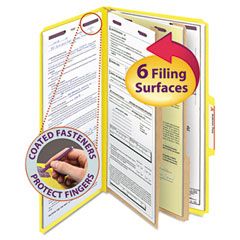 Smead Pressboard Classification Folders, Legal, Six-Section, Yellow, 10/Box SMD19034