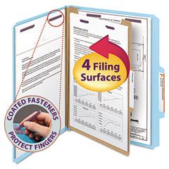Smead Pressboard Classification Folders, Letter, Four-Section, Blue, 10/Box SMD13730
