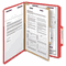Smead Pressboard Classification Folders, Letter, Four-Section, Bright Red, 10/Box SMD13731