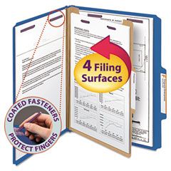 Smead Pressboard Classification Folders, Letter, Four-Section, Dark Blue, 10/Box SMD13732