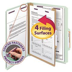 Smead Pressboard Classification Folders, Letter, Four-Section, Gray-Green, 10/Box SMD13776