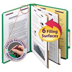 Smead Pressboard Classification Folders, Letter, Six-Section, Green, 10/Box SMD14033