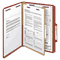 Smead Pressboard Classification Folders, Self Tab, Letter, Four-Section, Red, 10/Box SMD13775