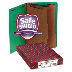 Smead Pressboard End Tab Classification Folders, Legal, Six-Section, Green, 10/Box SMD29785