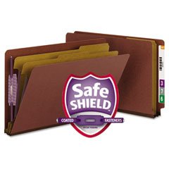 Smead Pressboard End Tab Classification Folders, Legal, Six-Section, Red, 10/Box SMD29860