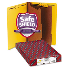 Smead Pressboard End Tab Classification Folders, Legal, Six-Section, Yellow, 10/Box SMD29789