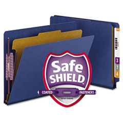 Smead Pressboard End Tab Classification Folders, Letter, 2 Section, Dark Blue, 10/Box SMD26884
