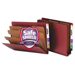 Smead Pressboard End Tab Classification Folders, Letter, Eight-Section, Red, 10/Box SMD26865