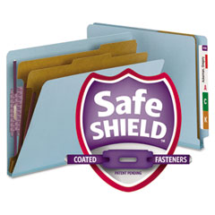 Smead Pressboard End Tab Classification Folders, Letter, Six-Section, Blue, 10/Box SMD26781