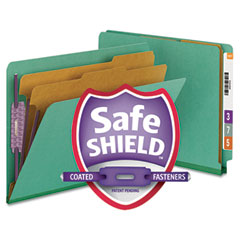 Smead Pressboard End Tab Classification Folders, Letter, Six-Section, Green, 10/Box SMD26785