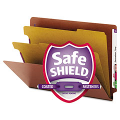 Smead Pressboard End Tab Classification Folders, Letter, Six-Section, Red, 10/Box SMD26860