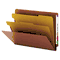 Smead Pressboard End Tab Classification Folders, Letter, Six-Section, Red, 10/Box SMD26860