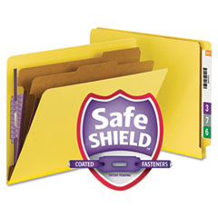 Smead Pressboard End Tab Classification Folders, Letter, Six-Section, Yellow, 10/Box SMD26789