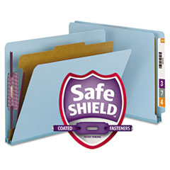 Smead Pressboard End Tab Classification Folders, Letter, Two Sections, Blue, 10/Box SMD26881