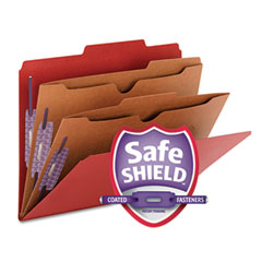 Smead Pressboard Folders, Two Pocket Dividers, Letter, Six-Section, Bright Red, 10/Box SMD14082