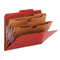 Smead Pressboard Folders, Two Pocket Dividers, Letter, Six-Section, Bright Red, 10/Box SMD14082