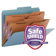 Smead Pressboard Folders with Two Pocket Dividers, Letter, Six-Section, Blue, 10/Box SMD14081