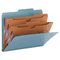 Smead Pressboard Folders with Two Pocket Dividers, Letter, Six-Section, Blue, 10/Box SMD14081