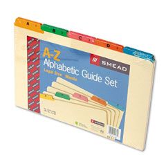 Smead Recycled Top Tab Guides, Alpha, 1/5 Tab, Manila/Color Poly, Legal, 25/Set SMD52180