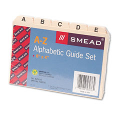 Smead Self-Tab Card Guides, Alpha, 1/5 Tab, Manila, 4 x 6, 25/Set SMD56076