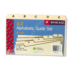 Smead Self-Tab Card Guides, Alpha, 1/5 Tab, Manila, 5 x 8, 25/Set SMD57076