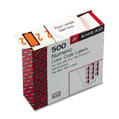 Smead Single Digit End Tab Labels, Number 2, Light Orange-on-White, 500/Roll SMD67372