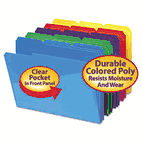 Smead Slash Pocket Poly File Folders, 1/3 Cut Top Tab, Letter, Assorted, 30/Box SMD10540