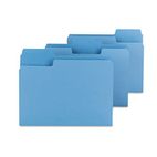 Smead SuperTab Colored File Folders, 1/3 Cut, Letter, Blue, 100/Box SMD11986
