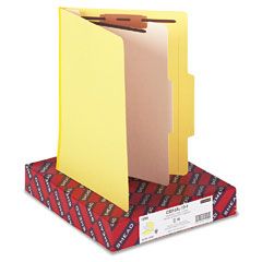 Smead Top Tab Classification Folder, One Divider, Four-Section, Yellow, 10/Box SMD13704