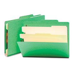 Smead Top Tab Classification Folders, Two Dividers, Six-Section, Green, 10/Box SMD14002