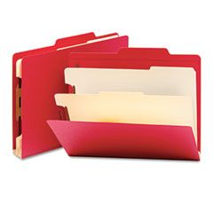 Smead Top Tab Classification Folders, Two Dividers, Six-Section, Red, 10/Box SMD14003