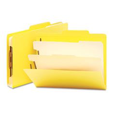 Smead Top Tab Classification Folders, Two Dividers, Six-Section, Yellow, 10/Box SMD14004