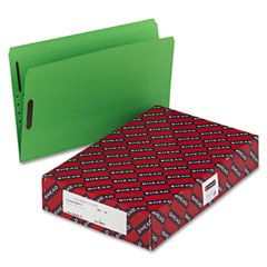 Smead Top Tab Fastener File Folder, 11 Point Paperboard, Straight Cut, Green, 50/Box SMDF2150CGN2K13