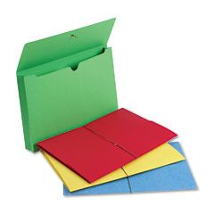 Smead Two Inch Expansion Wallet, Elastic Cord, Legal, Blue/Green/Red/Yellow, 50/Box SMD77271