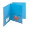 Smead Two-Pocket Portfolio, Embossed Leather Grain Heavy Paper, Blue, 25/Box SMD87852