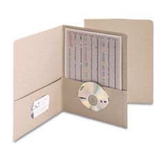 Smead Two-Pocket Portfolio, Embossed Leather Grain Heavy Paper, Gray, 25/Box SMD87856