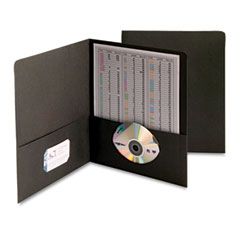 Smead Two-Pocket Portfolio, Embossed Leather Grain Paper, Black, 25/Box SMD87853