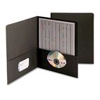 Smead Two-Pocket Portfolio, Embossed Leather Grain Paper, Black, 25/Box SMD87853