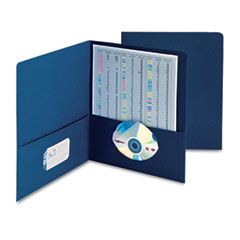 Smead Two-Pocket Portfolio, Embossed Leather Grain Paper, Dark Blue, 25/Box SMD87854